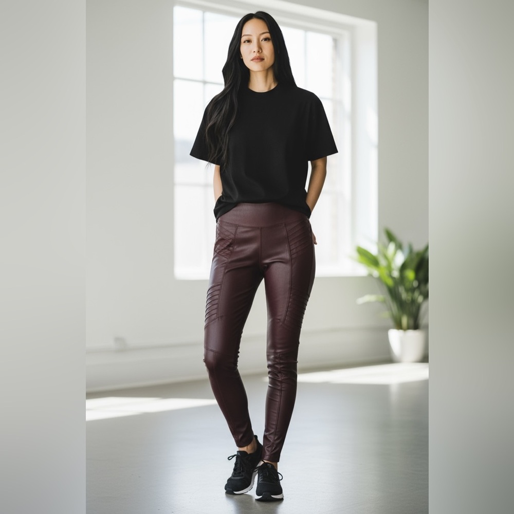 Athleta-XXS-Gleam Moto Legging Delancey Tight Decadent Chocolate Ankle Zip